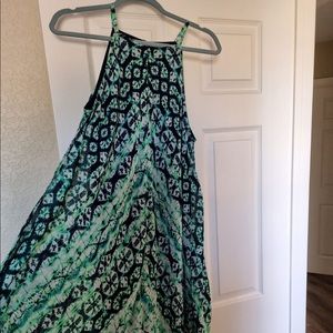 INC scarf dress with neck closure. Blue and green. Worn once. Size XL
